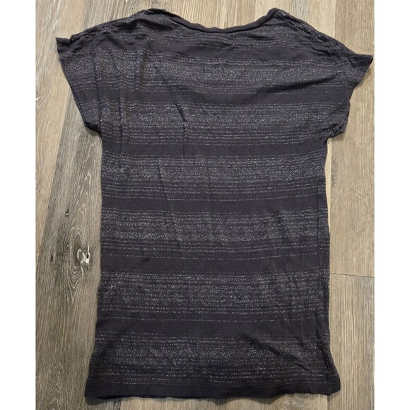 Old Navy Womens Gray Striped‎ Short Sleeve T-shirt Size XS blouse sparkles - Picture 2 of 5